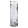 Скляна ваза для квітів, декоративна сіра, 29 см HP-1713 - фото №2