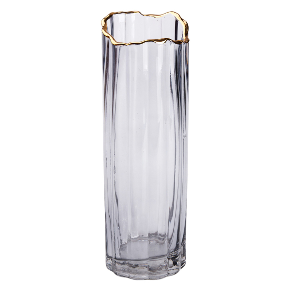 Скляна ваза для квітів, декоративна сіра, 29 см HP-1713 - фото №2