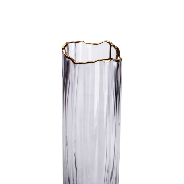 Скляна ваза для квітів, декоративна сіра, 29 см HP-1713 - фото №3