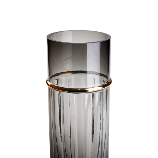 Ваза для квітів зі скла, декоративна, сіра, 30 см HP-1705 - фото №2