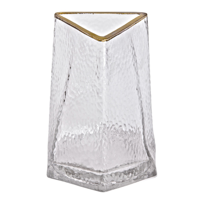 Скляна ваза для квітів, декоративний трикутник із золотою облямівкою, 16 см HP-1709 - фото