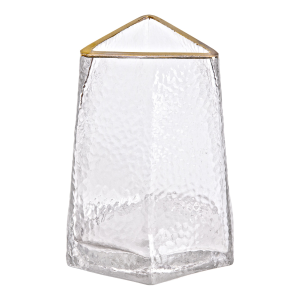 Скляна ваза для квітів, декоративний трикутник із золотою облямівкою, 16 см HP-1709 - фото №2