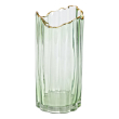 Декоративна ваза із зеленого скла із золотим обідком 24,5 см HP-1715 - фото №1