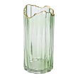 Декоративна ваза із зеленого скла із золотим обідком 24,5 см HP-1715 - фото №3