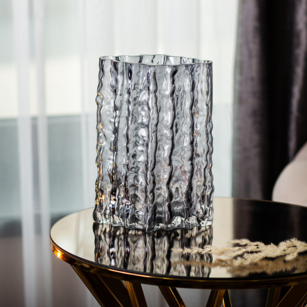 Скляна ваза прямокутна 14,5 x 11 x 21 см HP-1729 - фото №5