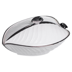 Супниця 800 (мл) порцелянова 26×18×14 (см) з кришкою Білий з сріблом XL-4074AS