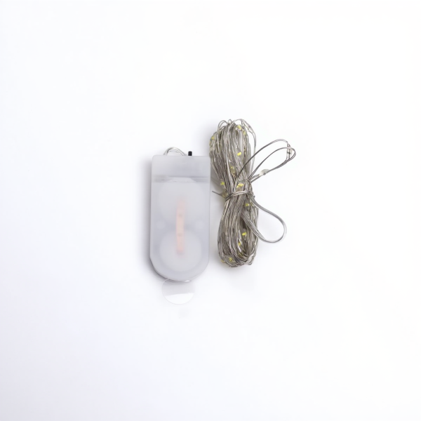 Світлодіодна гірлянда Роса 5 метрів на батарейках 50 led нитка на білому дроті жовта 50L5MWY - фото №7