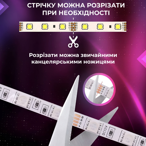 Стрічка світлодіодна з пультом GarlandoPro водостійка 300 LED 5m led лента 5050RGB - фото №3