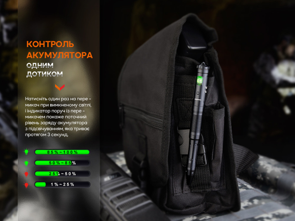 Fenix T6 тактична ручка з ліхтариком синя - фото №8
