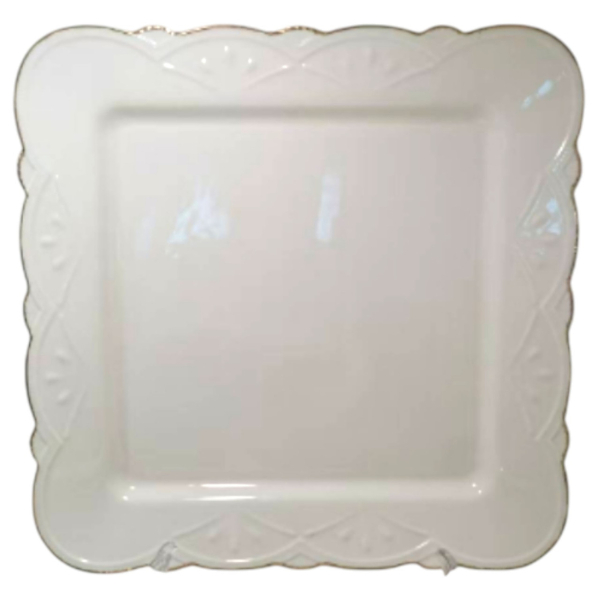 Тарілка квадратна 25 (см) порцелянове плоске сервірувальне блюдо для подавання horeca Білий 120-YH-HG002 - фото