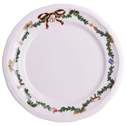 Тарілка новорічна 21 см порцелянова з різдвяним віночком YY78-11A-2