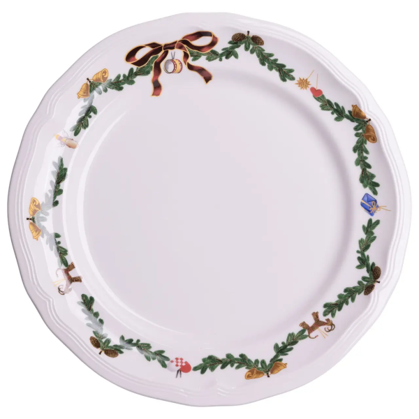 Тарілка новорічна 26 см порцелянова з різдвяним віночком YY78-11A-1 - фото
