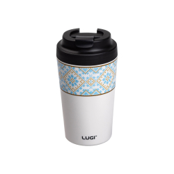 Термочашка Вишиванка з порцелянаовою колбою 380 мл біла HP-14-50W