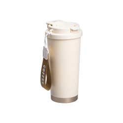 Термочашка Coffee з нержавіючої сталі з ремінцем 500 мл бежева HP-14-17BE