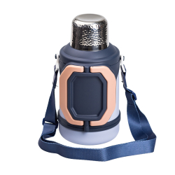 Термос Vacuum Cup 1.5 літра з ремінцем і складною ручкою темно-синій HP-14-21BL