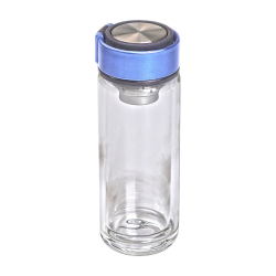 Термос скляний з подвійними стінками та ситечком 330 мл синій HP-14-39BL