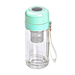 Термос скляний Hexagram із подвійними стінками та заварником 240 мл зелений HP-14-40GR