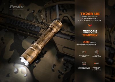 Ліхтар тактичний Fenix TK20R UE, сірий - фото