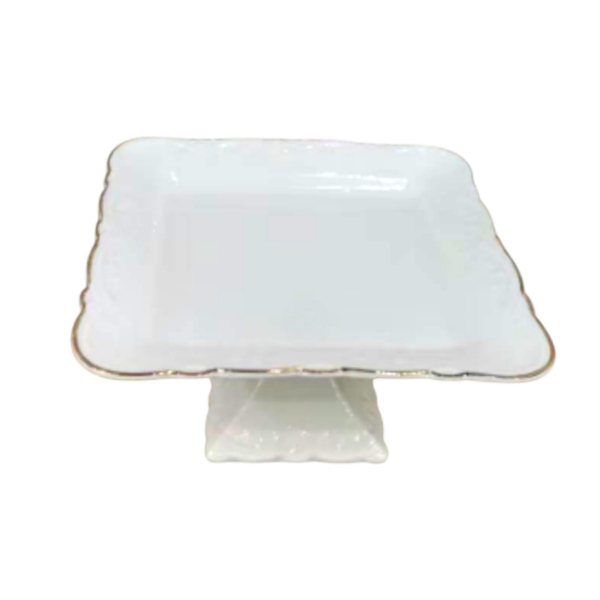 Тортівниця порцелянова на ніжці 20×20 (см) квадратна 120-YH-HG041 - фото