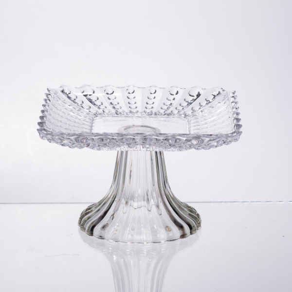 Тортівниця скляна квадратна на ніжці, 16×16 см 64486-17 - фото