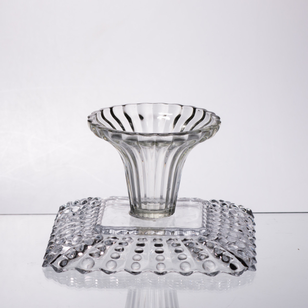 Тортівниця скляна квадратна на ніжці, 16×16 см 64486-17 - фото №2