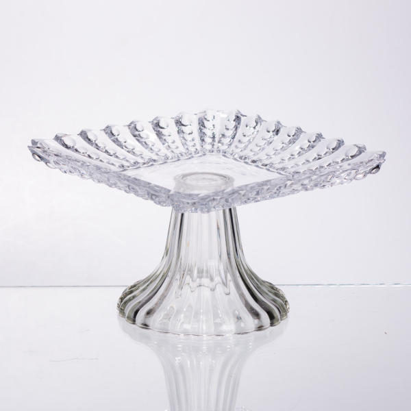 Тортівниця скляна квадратна на ніжці, 16×16 см 64486-17 - фото №3