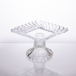 Тортівниця скляна квадратна на ніжці, 16×16 см прозора 64486-15