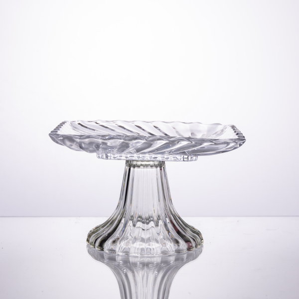 Тортівниця скляна квадратна на ніжці, 16×16 см прозора 64486-15 - фото №3