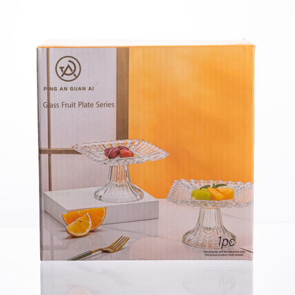 Тортівниця скляна квадратна на ніжці, 16×16 см прозора 64486-15 - фото №4