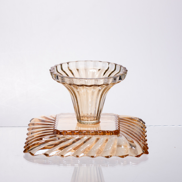 Тортівниця скляна квадратна на ніжці, 16×16 см Коричнева 64486-18 - фото №3