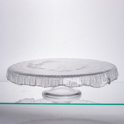 Тортівниця трансформер скляна на ножці, менажниця трансформер прозора скляна 64486-53