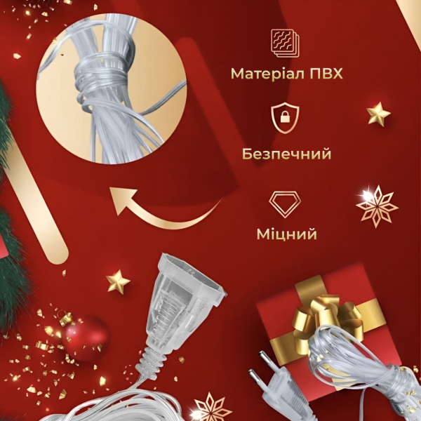 Подовжувач для гірлянд 5 метрів прозорий дріт 220V 5МTR - фото №3