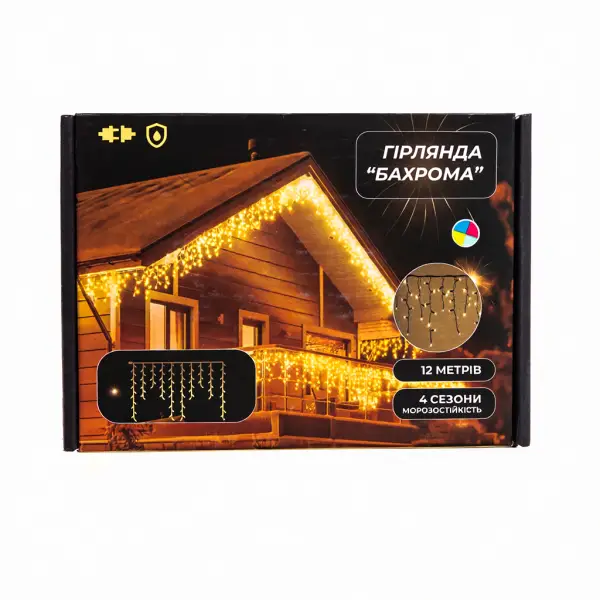 Вулична гірлянда Бахрома 12 м 200 LED білий провід Мультиколор 12MWML - фото №6