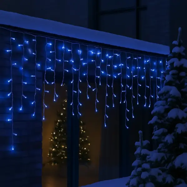 Вулична гірлянда Бахрома 12 м 200 LED білий провід Синій 12MWBL - фото №2