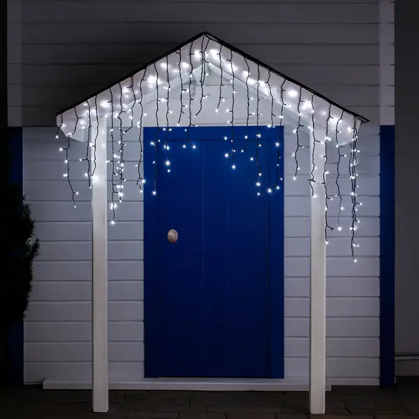 Вулична гірлянда бахрома 12 м 200 led чорний провід чорний провід Білий 12MBW - фото №2