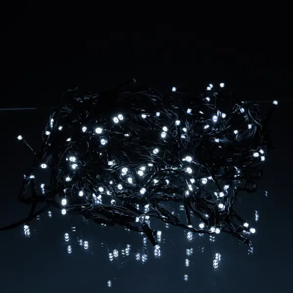 Вулична гірлянда бахрома 12 м 200 led чорний провід чорний провід Білий 12MBW - фото №3