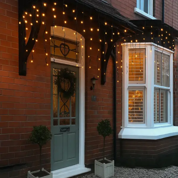 Вулична гірлянда бахрома 12 м 200 led чорний провід чорний провід Жовтий 12MBY - фото №2