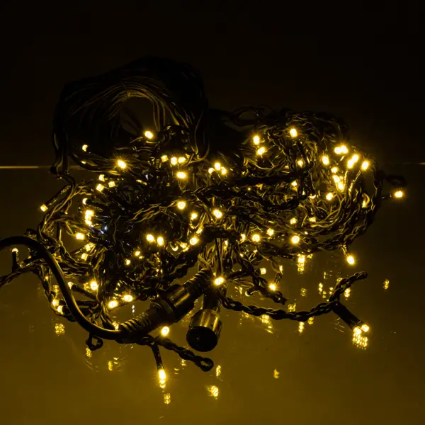 Вулична гірлянда бахрома 12 м 200 led чорний провід чорний провід Жовтий 12MBY - фото №3