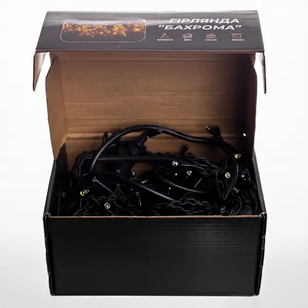 Вулична гірлянда бахрома 12 м 200 led чорний провід чорний провід Жовтий 12MBY - фото №5