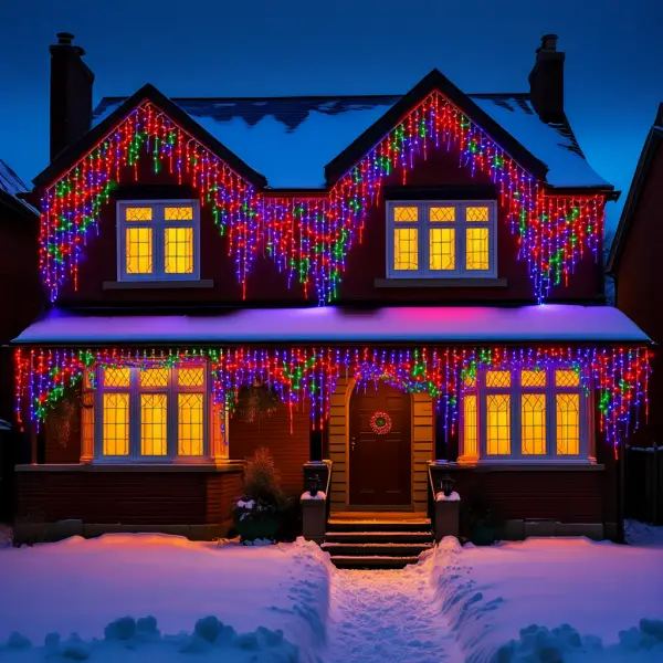 Вулична гірлянда Бахрома 20 м 335 LED гірлянда штора чорний провід Мультиколір 20MBML - фото №2