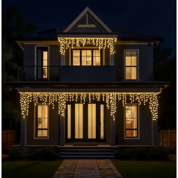 Вулична гірлянда Бахрома 25 м 405 LED гірлянда штора білий провід Жовтий 25MWY - фото №2