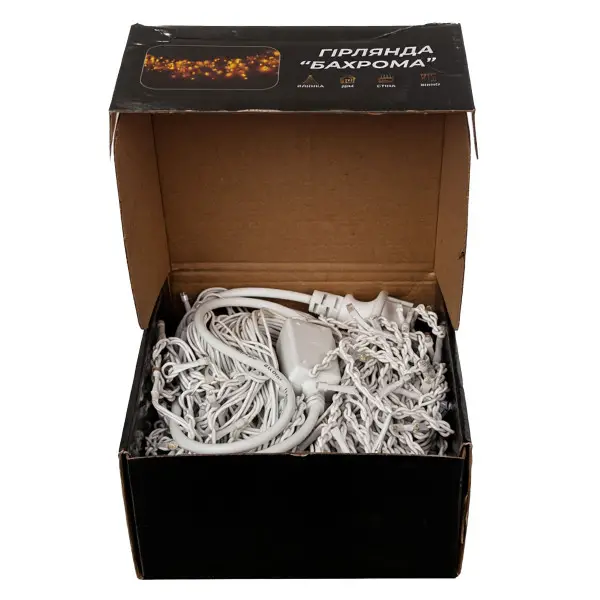 Вулична гірлянда Бахрома 25 м 405 LED гірлянда штора білий провід Жовтий 25MWY - фото №4