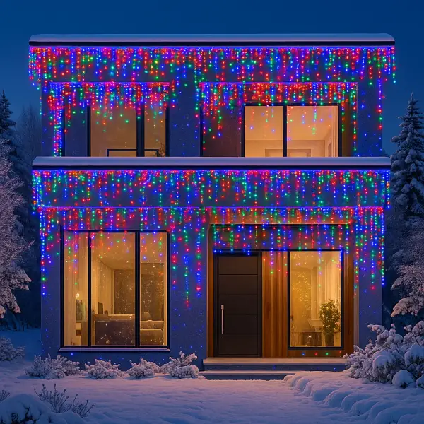 Вулична гірлянда Бахрома 36 м 600 LED білий провід Мультиколір 36MWML - фото №2