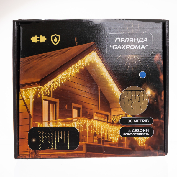 Вулична гірлянда Бахрома 36 м 600 LED білий провід Синій 36MWBL - фото №5