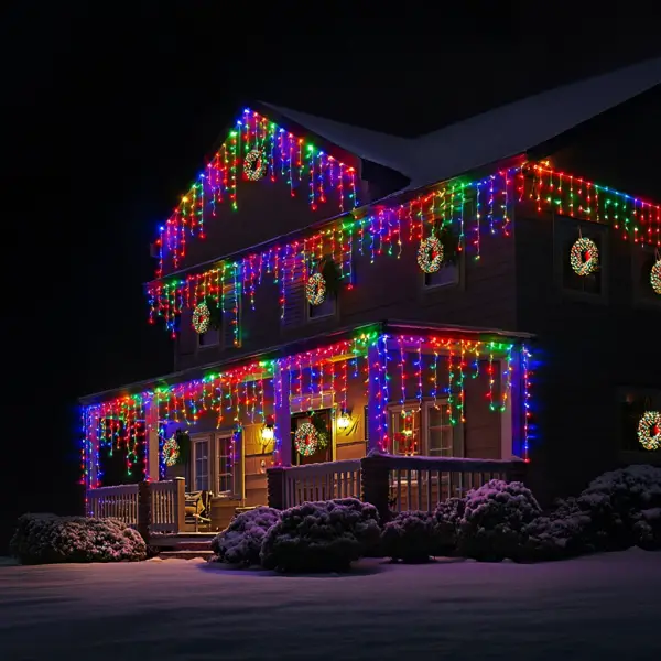 Вулична гірлянда Бахрома 50 м 600 LED білий провід Мультиколір 50MWML - фото №2