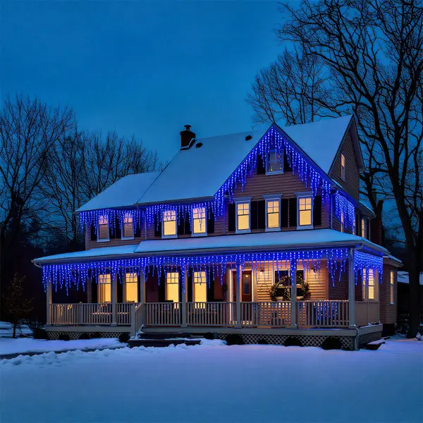 Вулична гірлянда Бахрома 50 м 600 LED білий провід Синій 50MWBL - фото №2