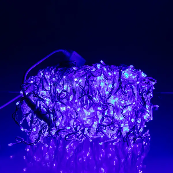 Вулична гірлянда Бахрома 50 м 600 LED білий провід Синій 50MWBL - фото №3