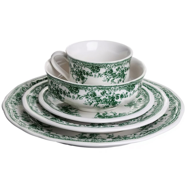 Столовий набір посуду 32 предмети на 6 осіб Vintage Elegant порцеляновий Зелений YY78-7A - фото №8