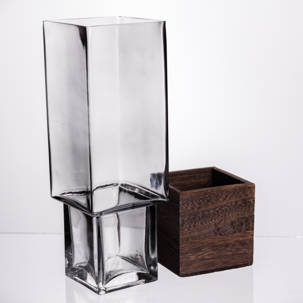 Ваза для квітів квадратна скляна 10×10×30 (см) декоративна HP-19-160-4 - фото №3