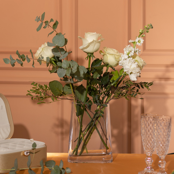 Ваза для квітів скляна 15х7х21 см прозора декоративна ваза 1.1 л HP-10-7 - фото №3